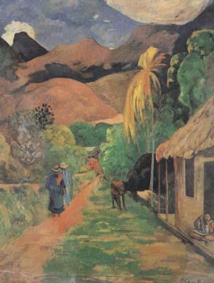 Paul Gauguin Street in Tahiti (mk07) oil painting image
